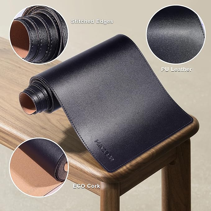 MAIDERN 70.9” x 7.9” Narrow Table Cover, Reversible Leather & Cork Console Table Mat, Long Slim Table Protector for Sofa Table, Entryway, Sideboard, Hallway, or Buffet Table (Black)