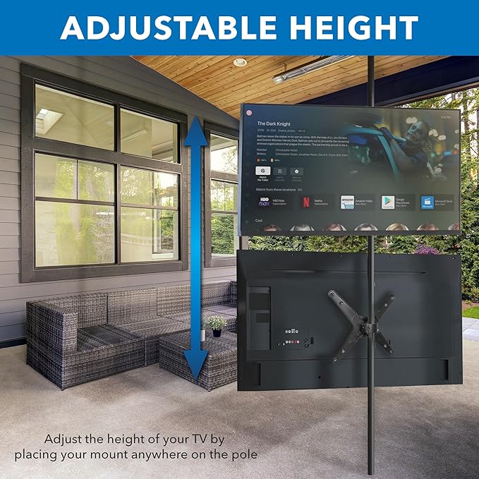 Mount-It! TV Pole Mount, Fits 32" to 55" Screens, Universal VESA 75x75 to 400x400, Full-Motion Tilt, Swivel & Rotate, Clamps to 1.1" - 1.96" Diameter Poles, Ideal for Gazebos, Trade Shows, & POS