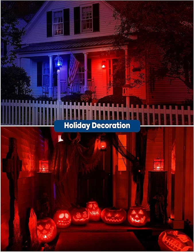 Red LED Light Bulbs Outdoor, 9W Equivalent 60W, E26 Medium Base A19 Decorative Red Colored Light Bulbs for Halloween, Christmas, Valentine's Day, Party Bars Mood Lighting, Non-Dim, 4 Pack