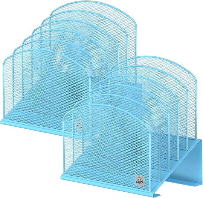 Inclined Desk File Organizer,Vertical File Folder Holder Stand Metal Rack File Sorter for Office Classroom Desktop Organization