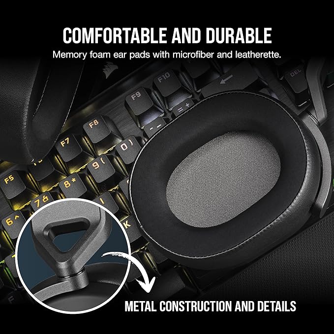 Corsair HS65 Surround Multiplatform Wired Gaming Headset – Dolby Atmos – SonarWorks SoundID – iCUE Compatible – PC, Mac, PS5, PS4, Xbox, Nintendo Switch, Mobile – Carbon