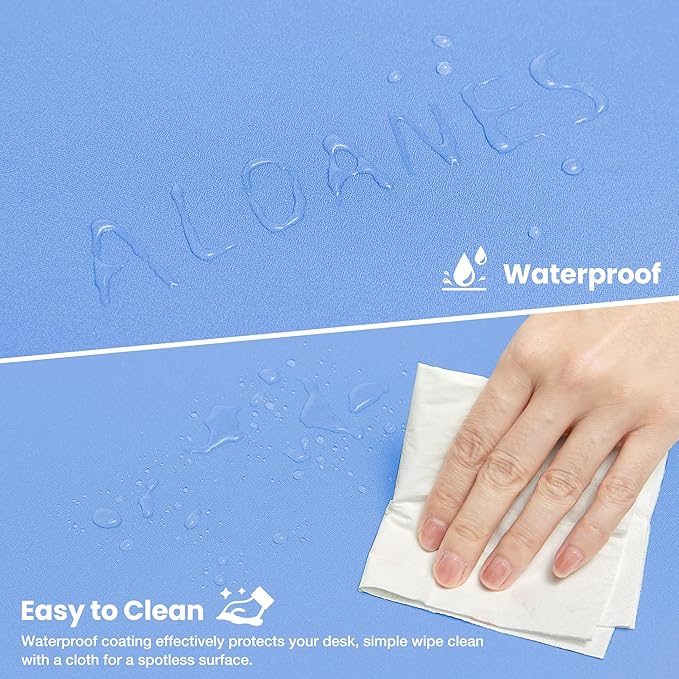 ALOANES Waterproof Mouse Pad, Large Gaming Keyboard Pad with Anti-Slip Base, Grain Jacquard Surface, Extend Desk pad for Gamer, Office & Home, Blue Mousepad 27.6"x11.8"x0.12"