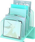 Inclined Desk File Organizer,Vertical File Folder Holder Stand Metal Rack File Sorter for Office Classroom Desktop Organization