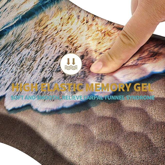 Hokafenle Ergonomic Mouse Pad Wrist Support with Massage Design, Wrist Rest Mousepad with Memory Foam&Non-Slip PU Base, Mouse Pads for Wireless Mouse & Desk (12x8 inch,Sunrise Beach)