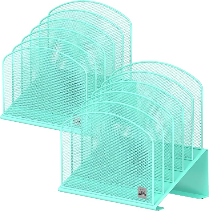 Inclined Desk File Organizer,Vertical File Folder Holder Stand Metal Rack File Sorter for Office Classroom Desktop Organization