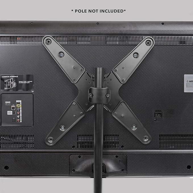 Mount-It! TV Pole Mount, Fits 32" to 55" Screens, Universal VESA 75x75 to 400x400, Full-Motion Tilt, Swivel & Rotate, Clamps to 1.1" - 1.96" Diameter Poles, Ideal for Gazebos, Trade Shows, & POS