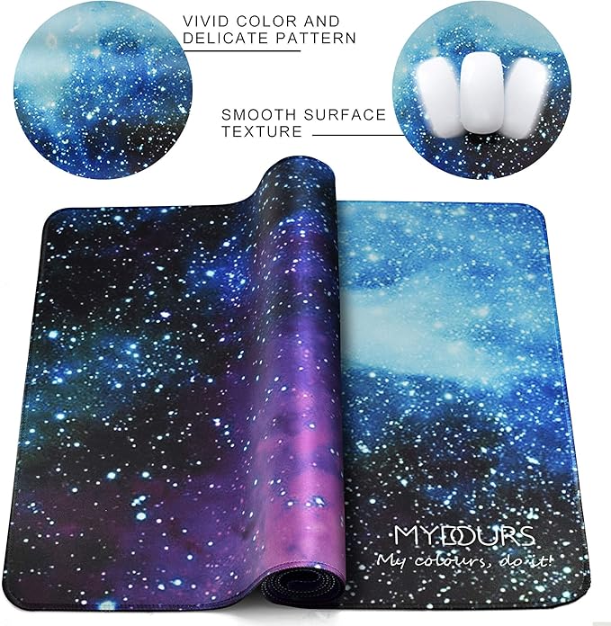 Mydours XXL Gaming Mouse Pad 48x16 Inches, Extra Large Mouse Pad with Fabric & Non-Slip Rubber, Desk Pad for PC Gaming & Office Workspace, Desk Pad for Keyboard & Computer Accessories (Universe)