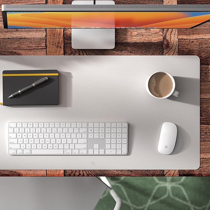 Twelve South Sustainable Leather Large Desk Pad - Desk Mat for Computer, Mouse Traction Surface, Desk Protector, Large Mouse Pad, Moisture and Heat Resistant, Non-Slip Desk Pad, Spill Resistant, Black