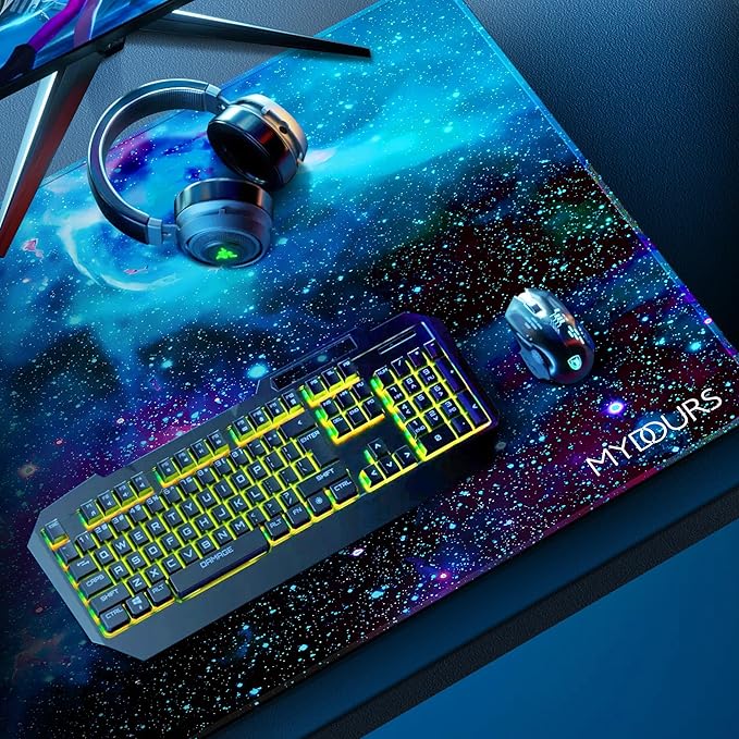 Mydours Extended Mouse Pad, 44" x 20" Extra Large Mat XXL, Gaming Mouse Pad with Non-Slip Rubber & Fabric, Office Computer Desk Mat for Laptop Game Setup (Universe)