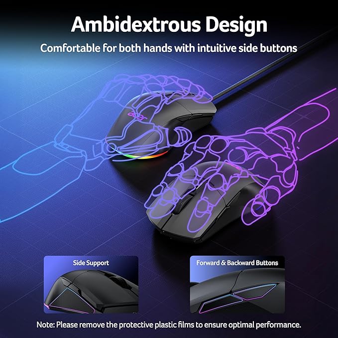 acer Wireless Gaming Mouse for Laptop, 24,000 DPI Wired Computer Mouse with 8 Programmable Buttons, Left & Right Hand, Rechargable Gaming Mice, Long Battery Life, RGB Lighting Gamer for PC, Desktop