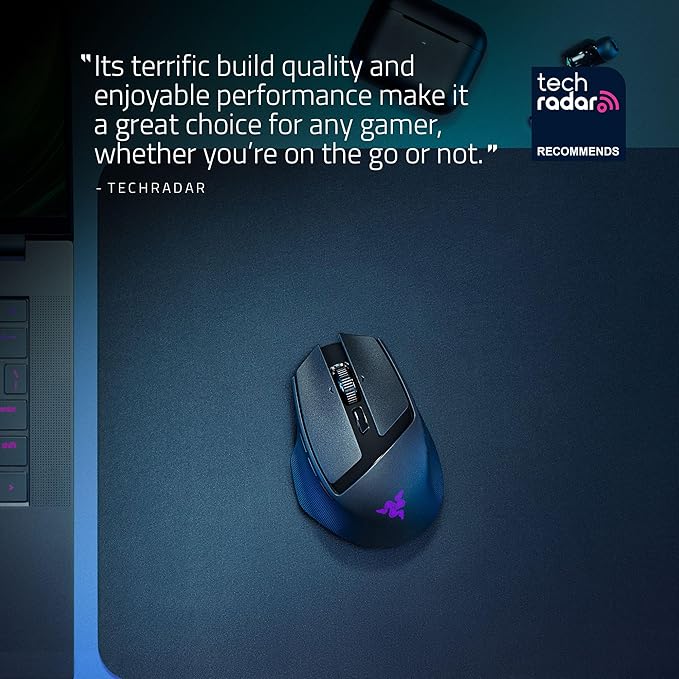 Razer Basilisk Mobile Portable Ergonomic Wireless Gaming Mouse: 10 Programmable Controls HyperScroll - Optical Switches Gen-3 - Long Battery Life - AI Prompt - 2.4 GHz, Bluetooth, USB C