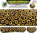 Premium Large Gaming Mouse Pad Set 35.4 x 15.7 with Keyboard Wrist Rest, Wrist Support, and Coaster Memory Foam Smooth Desk Pad Mousepad for Home Office School - Sunflower