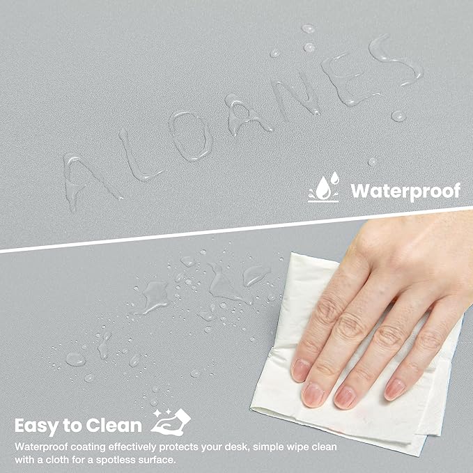 ALOANES Waterproof Mouse Pad with Durable Stitched Edge, Large Gaming Keyboard Pad, Non-Slip Rubber Base Mouse Mat, Extended Desk pad for Gamer, Office & Home, Gray Mousepad 31.5"x 15.7"x 0.12"
