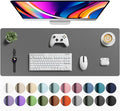 Aothia Faux Leather Desk Mat - Large Mouse Pad, Non-Slip PU Leather Blotter, Waterproof Writing Surface for Office and Home (Grey, 42" x 17")
