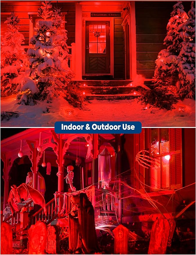 Red LED Light Bulbs Outdoor, 9W Equivalent 60W, E26 Medium Base A19 Decorative Red Colored Light Bulbs for Halloween, Christmas, Valentine's Day, Party Bars Mood Lighting, Non-Dim, 4 Pack