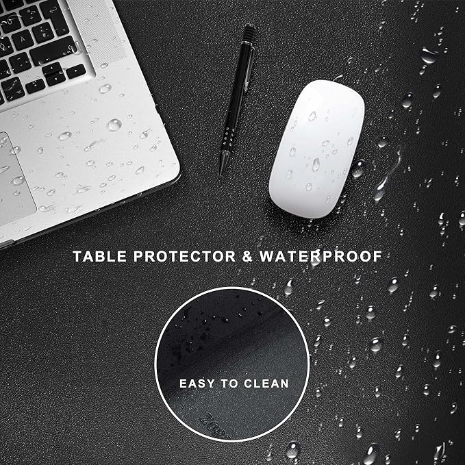 ZORESYN Office Desk Pad 78.7x31.5inch, Large Mouse pad Desk Mat, Waterproof PU Leather Desk Blotter Protector Desk Accessories with Non Slip Base for Home Office (Black)