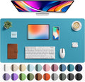 Aothia Faux Leather Desk Mat - Large Mouse Pad, Non-Slip PU Leather Blotter, Waterproof Writing Surface for Office and Home (Turquoise, 40" x 24")