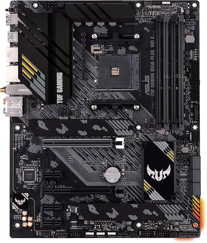 ASUS TUF Gaming B550-PLUS WiFi II AMD AM4 (3rd Gen Ryzen™) ATX Gaming Motherboard (PCIe 4.0, WiFi 6, 2.5Gb LAN, BIOS Flashback, USB 3.2 Gen 2, Addressable Gen 2 RGB Header and Aura Sync)
