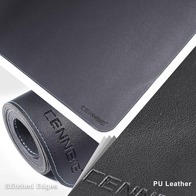 CENNBIE Leather Desk Mat - 43.6" x 16" Extra Large Desk Pad Protector for Office, Computer Desk, Oversized Mouse Pad, Black