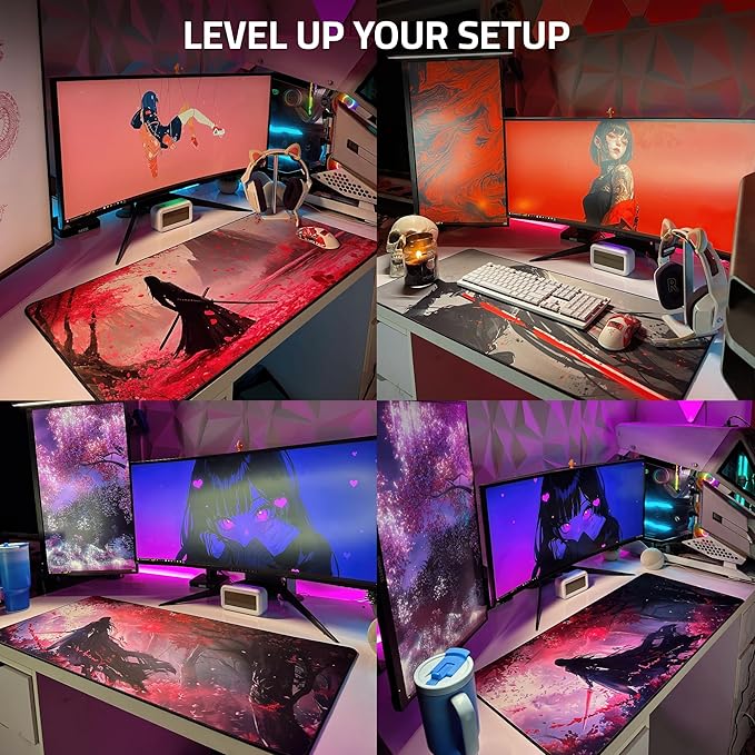 XXL Gaming Mouse Pad 35.4 x 15.7 inch - Water-Resistant & Stitched Edges - Large Anime XL Mousepad for Desk - Gamer Accessories Big Full Deskpad Mat Game Mousepads Deskmat