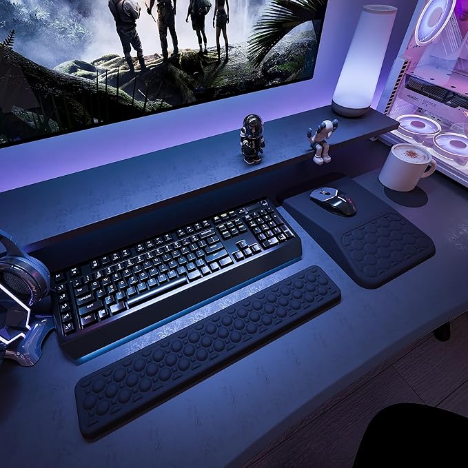 Ospelelf Keyboard Wrist Rest Ergonomic Mouse Pad with Wrist Rest, Arm Wrist Rest for Computer, Office and Gaming,Black