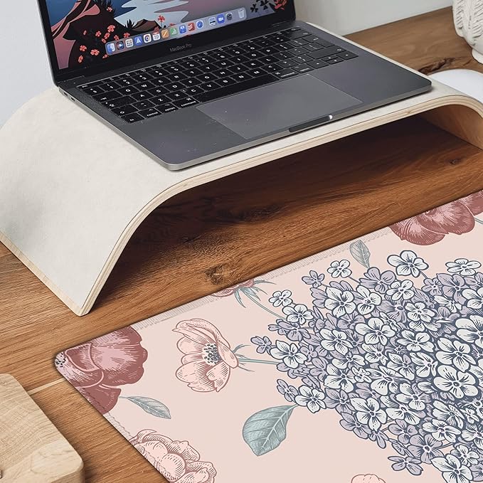 Desk Mat, Vintage Dark Flowers Butterfly XXL 35.4"x15.7"Large Gaming Mouse Pad, 3mm Thick Gaming Keyboard Pad,Desk Pad Non-Slip Rubber Base with Stitched Edges for Office Game Home Decor