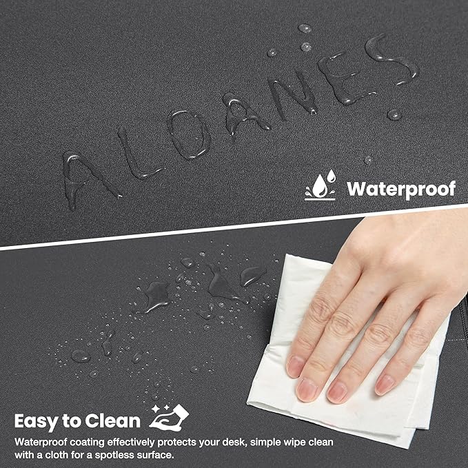 ALOANES Waterproof Mouse Pad with Durable Stitched Edge, XL Gaming Keyboard Pad, Non-Slip Rubber Base Mouse Mat, Desk pad for Gamer, Office & Home, Dark Gray Mousepad 31.5"x 11.8"x 0.12"