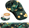 EYROZILL 3 in 1 Ergonomic Mousepad and Keyboard Wrist Rest, Mouse Pad with Wrist Support Massage Design, Keyboard Wrist Rest and Mouse Pad Set for Home Office (Green Bee)