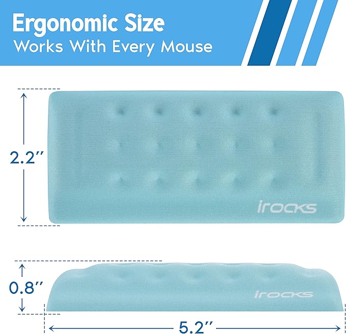 i-Rocks Memory Foam Mouse Wrist Rest - Pain-Reducing Wrist Rest for Mouse - Non-Slip Rubber Base Wrist Rest - Cooling Mouse Wrist Support for Long Hours of Work, Studying, Gaming
