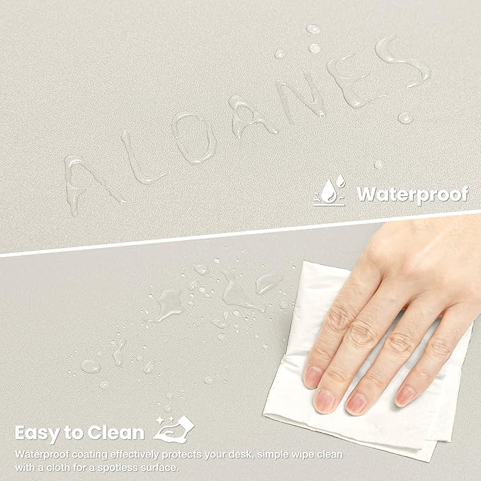 ALOANES Waterproof Mouse Pad with Durable Stitched Edge, XL Gaming Keyboard Pad, Non-Slip Rubber Base Mouse Mat, Extended Desk pad for Gamer, Office & Home, Beige Mousepad 31.5"x 11.8"x 0.12"