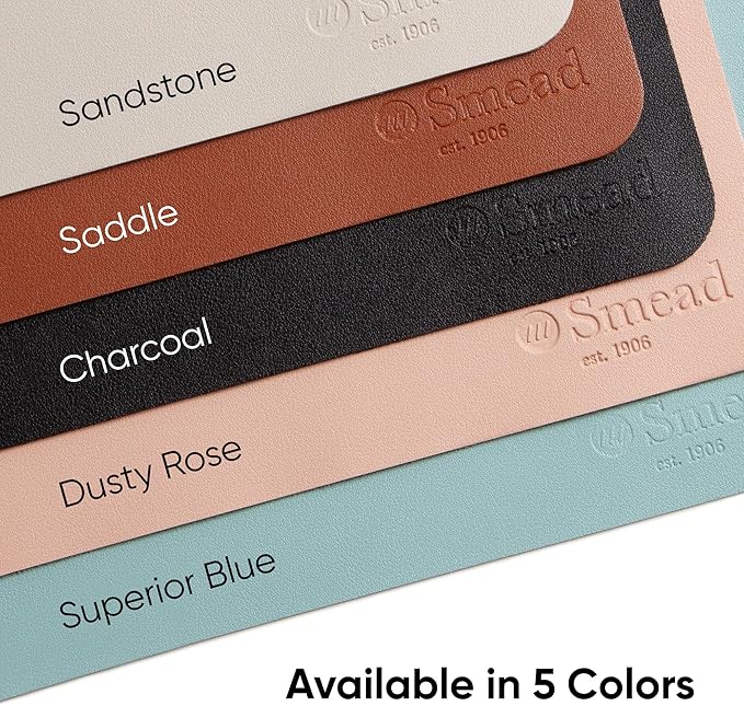 Smead Desk Pad, Vegan Leather Desk Mat with Non-Slip Faux Suede Backing, Perfect Desk Organizer for Office Decor, 23.6” x 13.7” Small, Sandstone (64836)