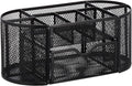 Amazon Basics Mesh Desk Organizer with Pen Holder, Pullout Drawer and Office Caddy Storage, 9.25" x 4.53" x 3.94", Black
