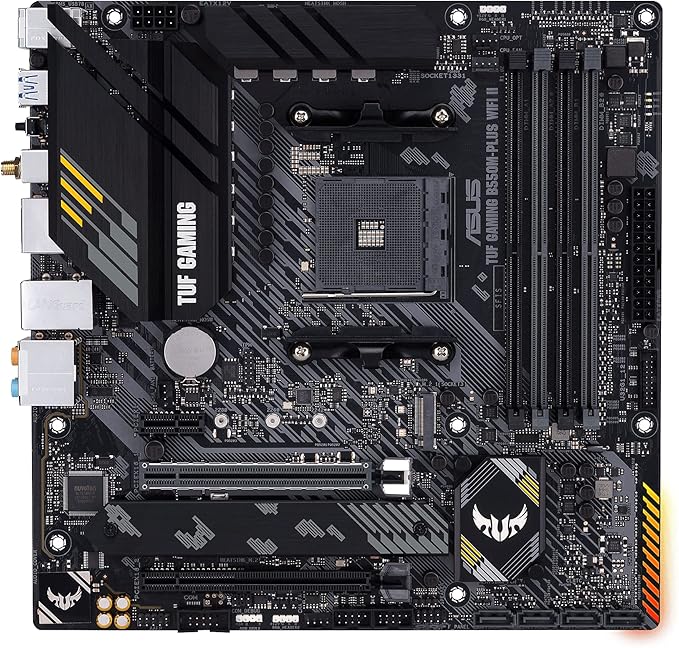 ASUS TUF GAMING B550M-PLUS WiFi II AMD AM4 (3rd Gen Ryzen) microATX gaming motherboard (PCIe 4.0, WiFi 6 2.5Gb LAN, BIOS FlashBack, HDMI 2.1, USB 3.2 Gen 2, Addressable Gen 2 RGB header and AURA Sync)