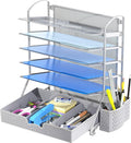 Simple Houseware 6-Tier Desk Document File Tray Organizer with Supplies Sliding Drawer, Silver