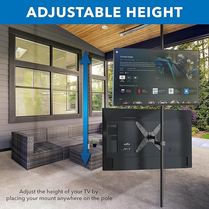 Mount-It! TV Pole Mount, Full Motion Universal TV Bracket, VESA 75x75 to 400x400, Fits TVs and Monitors 32" - 55", Clamp Fits Poles from 1.1" to 1.96", Extendable Arm, for POS, Trade Shows, Gazebo