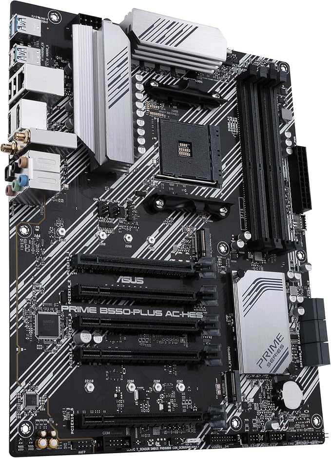ASUS Prime B550-PLUS AC-HES AMD AM4 (3rd Gen Ryzen) ATX Motherboard (Dual M.2, PCIe4.0, WIFI5, 1Gb Ethernet, SATA 6 Gbps, USB 3.2 Gen 2 Type-C, Front USB 3.2 Gen 1 Type-C and CEC Tier II Ready)