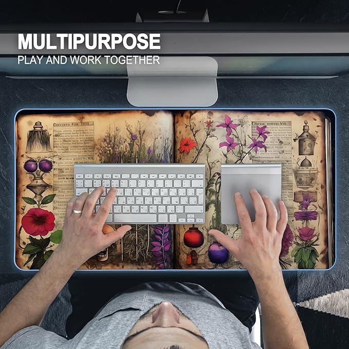 Dark Academia Desk Mat,Vintage Witchy XXL Gaming Mouse Pads,Aesthetic Large Waterproof Non-Slip Rubber Mouse Pad with Stitched Edges Office Home Computer Desk Accessories,35.4 x 15.7 in