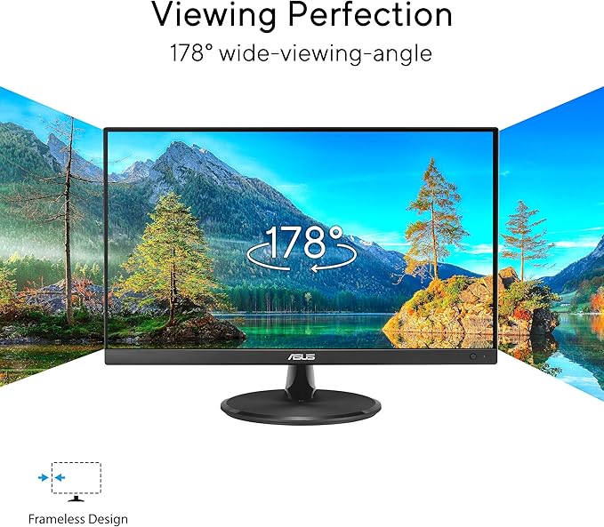 ASUS 22” 1080P Eye Care Monitor (VP227HF) - (21.45-inch viewable), Full HD, 99% sRGB, Frameless, 100Hz, Adaptive-Sync, 1ms, HDMI, Low Blue Light, Flicker Free, VESA Wall Mountable, 3 yr Warranty