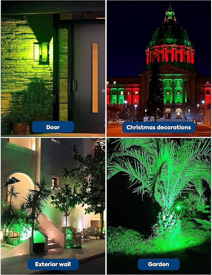 Red Green LED Light Bulbs Outdoor [Christmas Combo], 9W Equivalent 60W, E26 Medium Base, A19 Colored Light Bulb Decorative for Halloween, Thanksgiving Day Holiday Lighting Bar, Not-Dim, 4 Pack