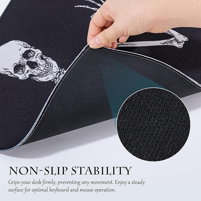 ALOANES Waterproof Mouse Pad with Durable Stitched Edge, XXXL Gaming Keyboard Pad, Non-Slip Rubber Base, Extended Desk pad for Gamer, Office & Home, Right Skeleton Mousepad 35.4''x 15.7''x 0.12''
