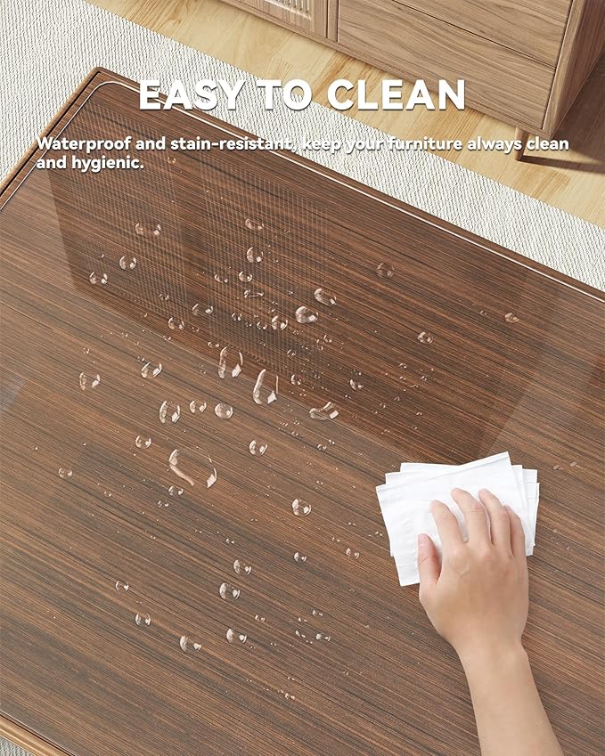 Oterri Clear Writing Desk Pad, 47.2’’x16.9” Heat Resistant Waterproof PVC Round Edge Durable Desk Protect Mat, Anti-Static Writing Mat Table Protector