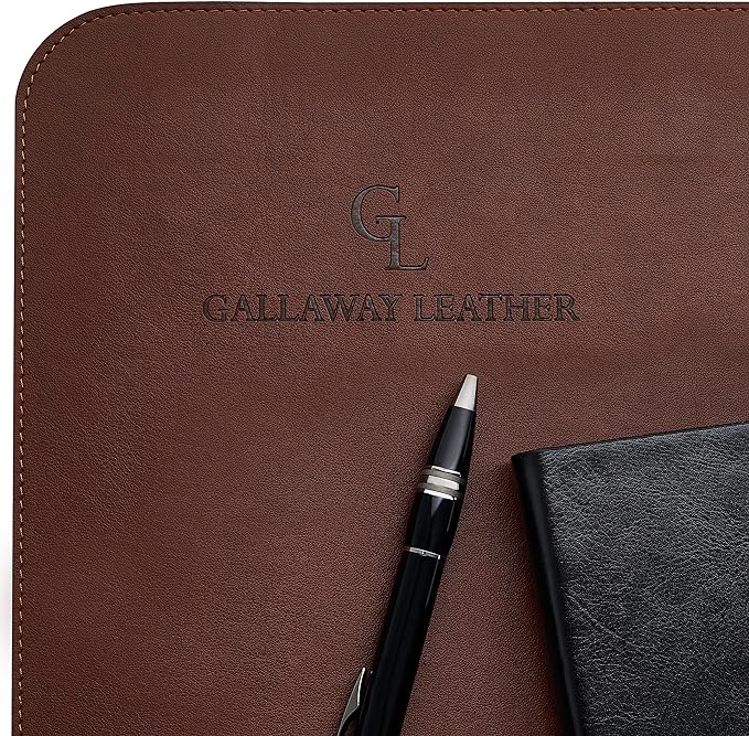 Gallaway Leather Desk Mat, Office Writing Desk Pad, Large 36" x 17" Dark Brown, for Top of Desks, Gift Ready Elegant Computer Desk Cover Protector PU Leather