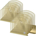 Inclined Desk File Organizer,Vertical File Folder Holder Stand Metal Rack File Sorter for Office Classroom Desktop Organization