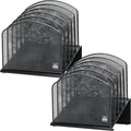 2 Pack Inclined Desk File Organizer, 5 Slot Desktop File Folder Holder Document Holder Sorter Organization and Accessories for Office School Classroom