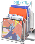 Inclined Desk File Organizer,Vertical File Folder Holder Stand Metal Rack File Sorter for Office Classroom Desktop Organization