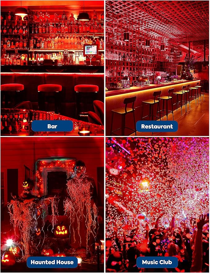 Red LED Light Bulbs Outdoor, 9W Equivalent 60W, E26 Medium Base A19 Decorative Red Colored Light Bulbs for Halloween, Christmas, Valentine's Day, Party Bars Mood Lighting, Non-Dim, 4 Pack