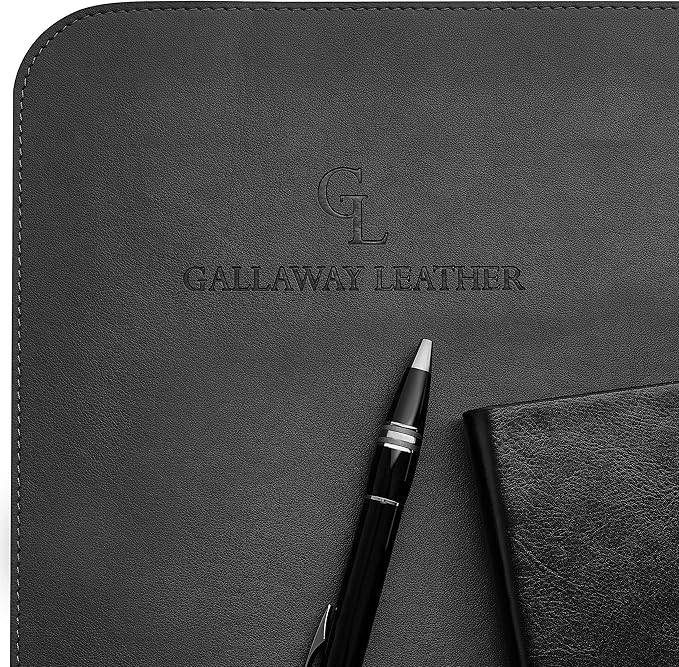 Gallaway Leather Desk Mat, Office Writing Desk Pad, Large 36" x 17" Black, for Top of Desks, Gift Ready Elegant Computer Desk Cover Protector PU Leather